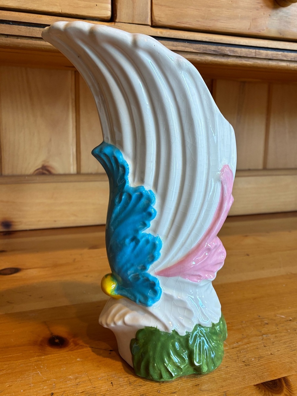 Vintage ArtDeco Ceramic Vase with Colorful Accents